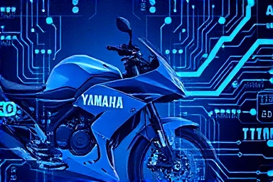 Abstract concept of motorcycle electronics, data flow, innovation