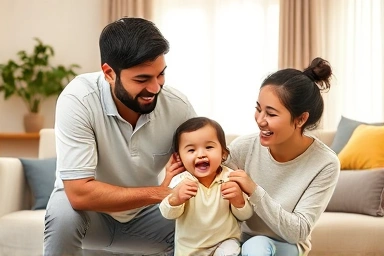 Parent and child enjoying quality time at home.