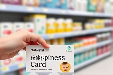 Hand holding a government support card for baby supplies.