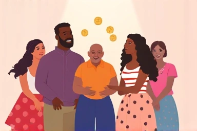 Symbolic illustration of single parent families receiving government support.