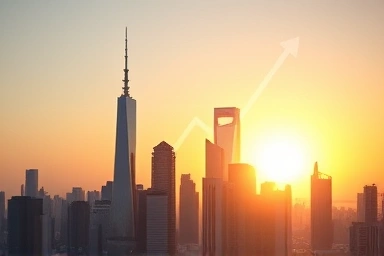 Cityscape symbolizing financial growth and future opportunities.