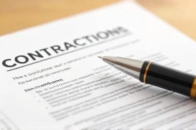 Legal document, pen, abstract representation of time passing.