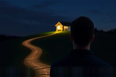 Person on path to house symbolizing LH housing wait.