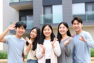 Optimistic young people achieving housing stability.