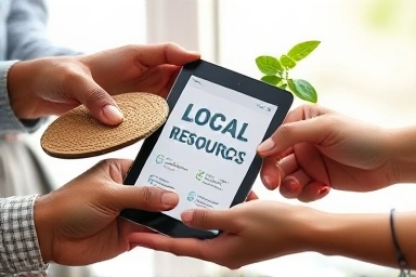 Hands collaborating on a local business project, blending craft and technology.