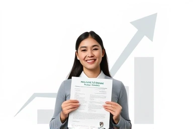 Smiling person receiving government grant for career growth