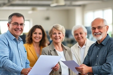 Experienced older adults working productively in modern environments.