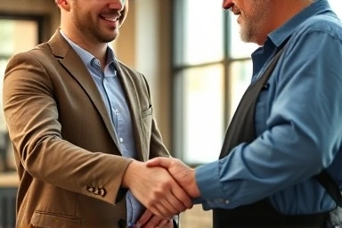 Handshake symbolizing intergenerational collaboration in business.