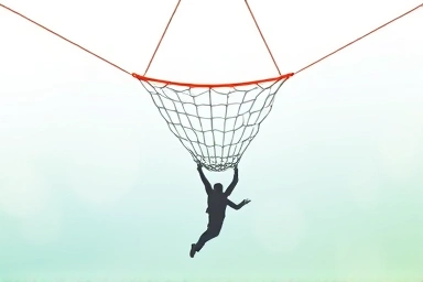 Symbolic safety net for unemployment benefits, representing security and hope.