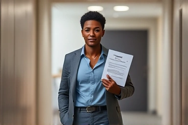 Person attending job interview for unemployment benefits.