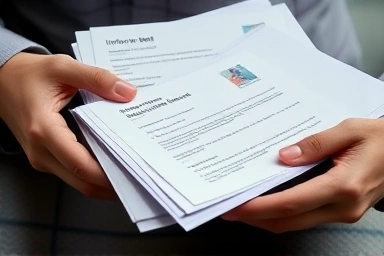 Organizing documents for unemployment benefit interview proof.