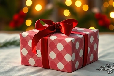 Elegant Christmas gift box with festive decor
