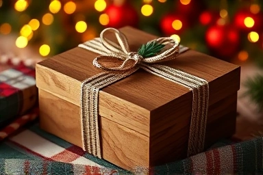 Luxurious Christmas gift box with elegant ribbon