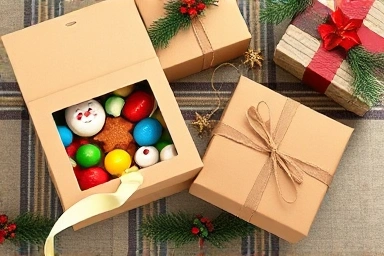 Assortment of stylish Christmas gift boxes