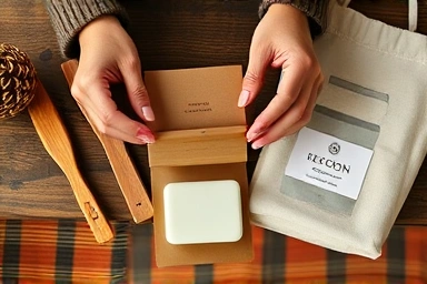 Curated zero-waste Christmas gift items arranged aesthetically.