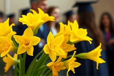 노란 프리지아 졸업식 꽃다발