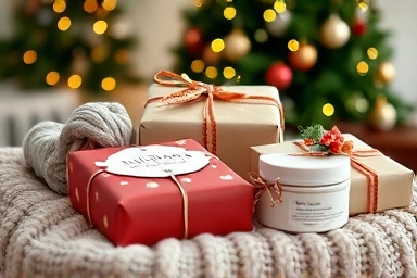 Thoughtfully wrapped Christmas gifts for expectant mothers