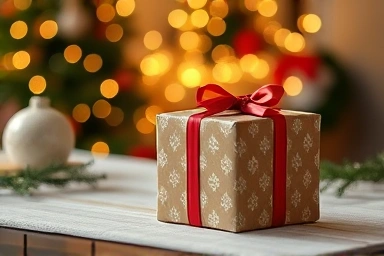 Festive Christmas gift box with subtle decorations