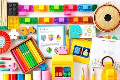 Collection of age-appropriate toys and educational gifts for girls
