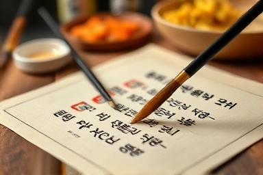 설날 지방 작성 시 한글 필기 모습