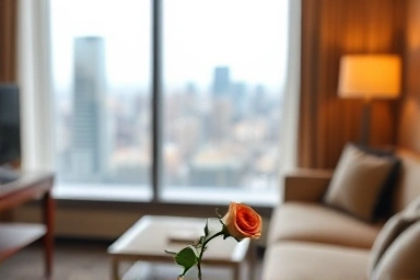 Elegant hotel suite for a special birthday celebration.