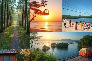 Collage of diverse Korean summer vacation spots.