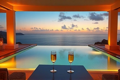 Luxury private villa with ocean view and infinity pool