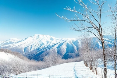 Hambaeksan mountain snow flowers, winter landscape, pristine snow