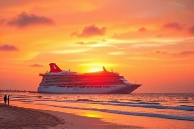 Sunrise at Jeongdongjin beach with vibrant sky and ocean
