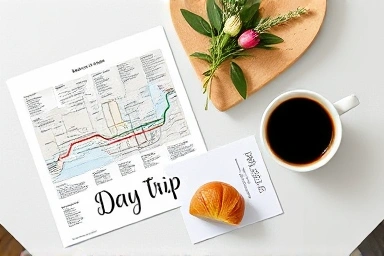 Organized itinerary for a romantic car-free couple's day trip.