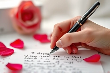 손글씨 편지를 쓰는 모습, 발렌타인데이 감성