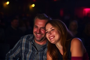 Couple enjoying a heartwarming theater performance together