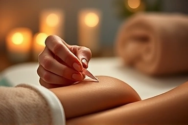 Close-up of spa treatment, gentle hands, luxurious product, relaxation