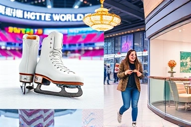 Elements of Lotte World Ice Rink date: skating, food, shopping.