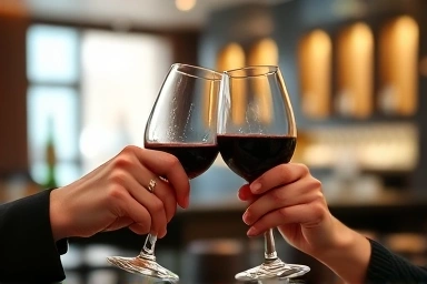 Romantic wine toast in a stylish Seongsu-dong bar.