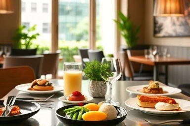 Elegant brunch spread in a chic Apgujeong cafe