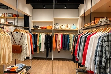 Interior of a curated Apgujeong Rodeo fashion editor shop.