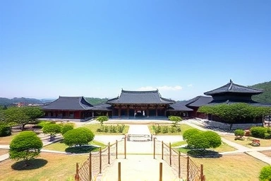 Historic Cheongwadae complex with traditional architecture and gardens