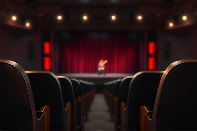 Immersive theater experience, optimal viewing perspective, stage anticipation