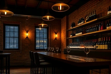 Atmospheric wine bar interior in Mullae Art Village