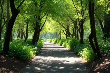 Peaceful barefoot walking path in Namsan forest