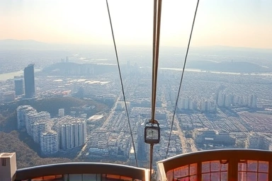 Seoul city view from Namsan cable car