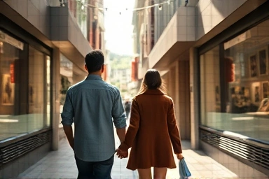 Couple enjoying art gallery date in Samcheongdong, Seoul