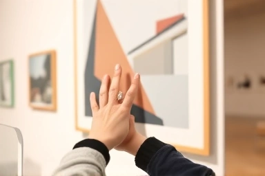 Couple appreciating modern art at Samcheongdong gallery