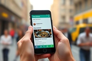 Smartphone app showing restaurant waiting list notification