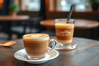 Artistic coffee and dessert in a stylish Seoul cafe