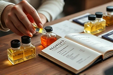 Close-up of perfume blending in a chic Seongsu studio