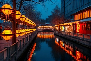 Serene Uicheon Stream lantern festival with family-friendly displays.