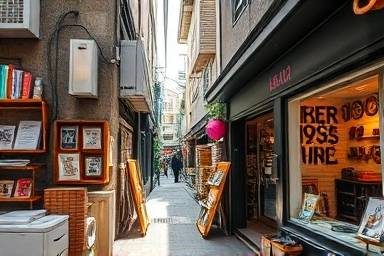 Charming Yeonhui-dong alley with unique shops and artisanal goods.