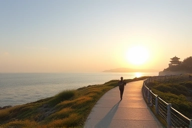 부산 기장 아난티코브 해안산책로 아침 풍경과 해동용궁사